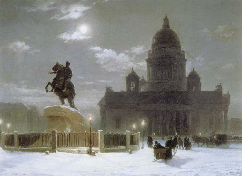 Vasily Surikov Monument to Peter the Great on Senate Squar in St.Petersburg oil painting picture
